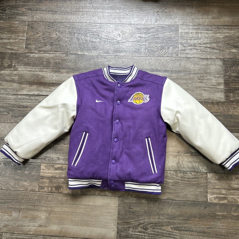 Vintage Nike Rewind Los Angeles Lakers Letterman Jacket Size S/8 Flaws